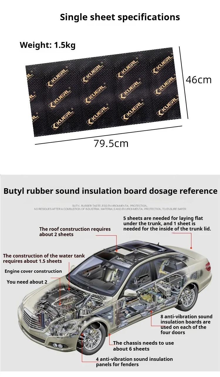 Umweltfreundliches Schallschutzmaterial aus Butylkautschuk, Innenzubehör, Auto-Audio, Schallschutz, Türhorn – Detail 4