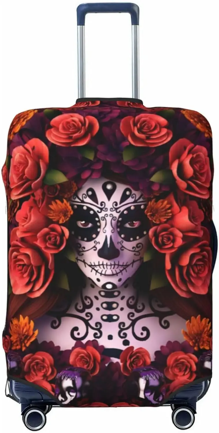 

Day of The Dead Sugar Roses Skull Print Luggage Covers Travel Suitcase Covers, Anti-scratch Luggage Covers