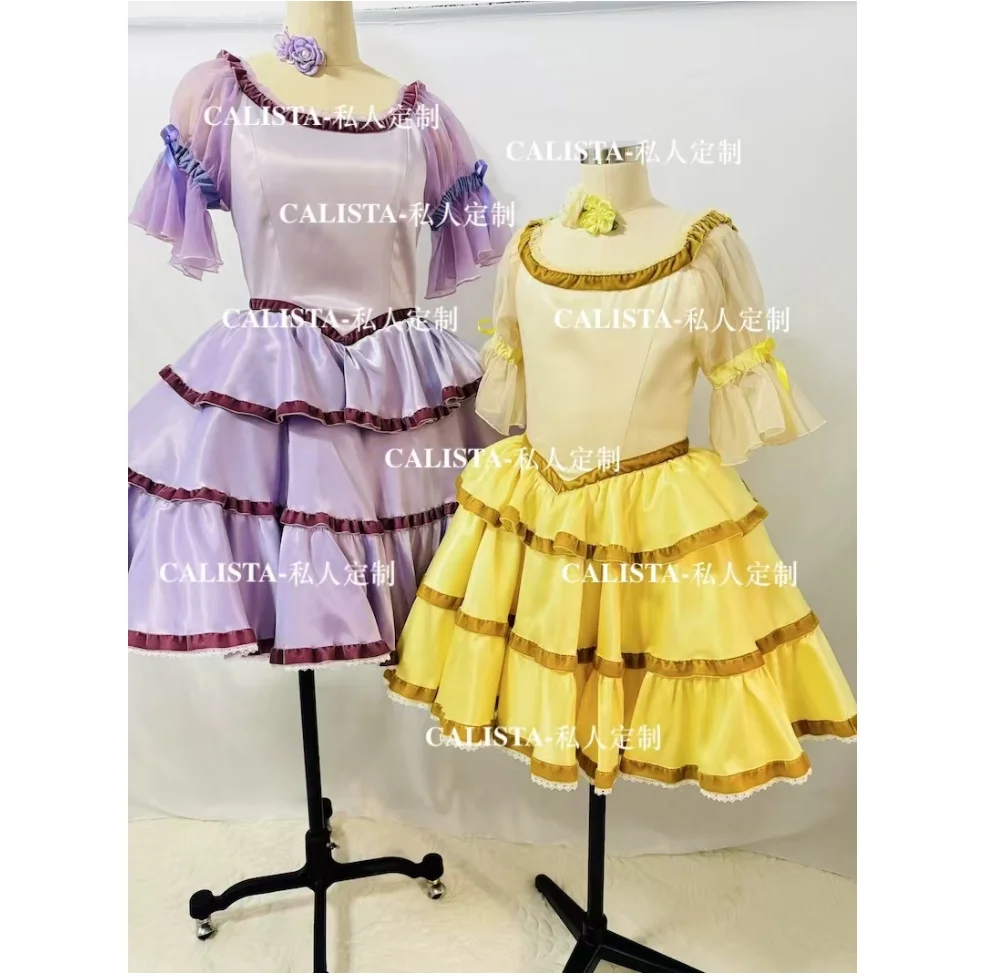 Fairy doll tutu French doll Fairy puppet doll pompadour dress Yellow purple wavy skirt