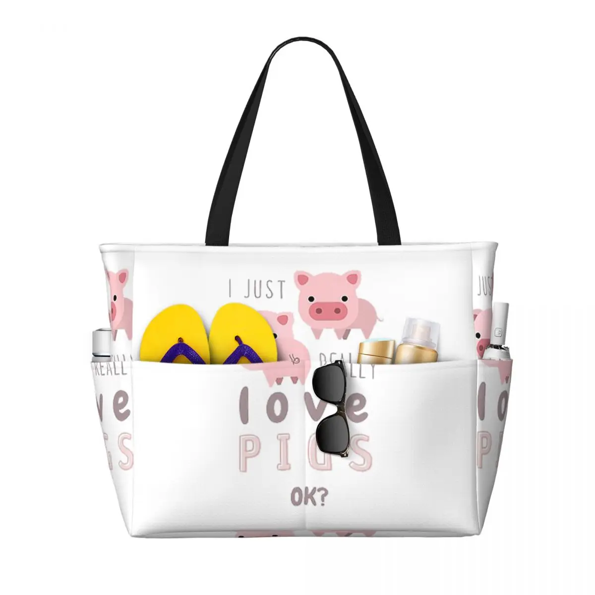 

Funny Pigs For Pig Lovers Beach Tote Bag Sport Gym Yoga Duffle Large Tote Bag Women Travel Bag Fitness bag