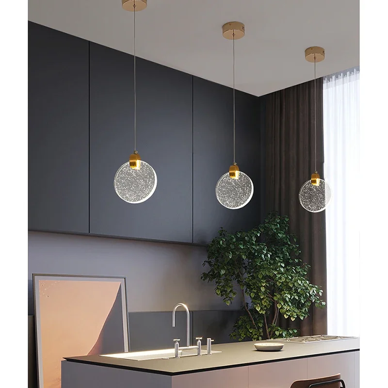 Crystal Pendant Lighting Gold Finish Modern Hanging LED Pendant Light Fixtures for Kitchen Island Dining Room Ceiling Chandelier