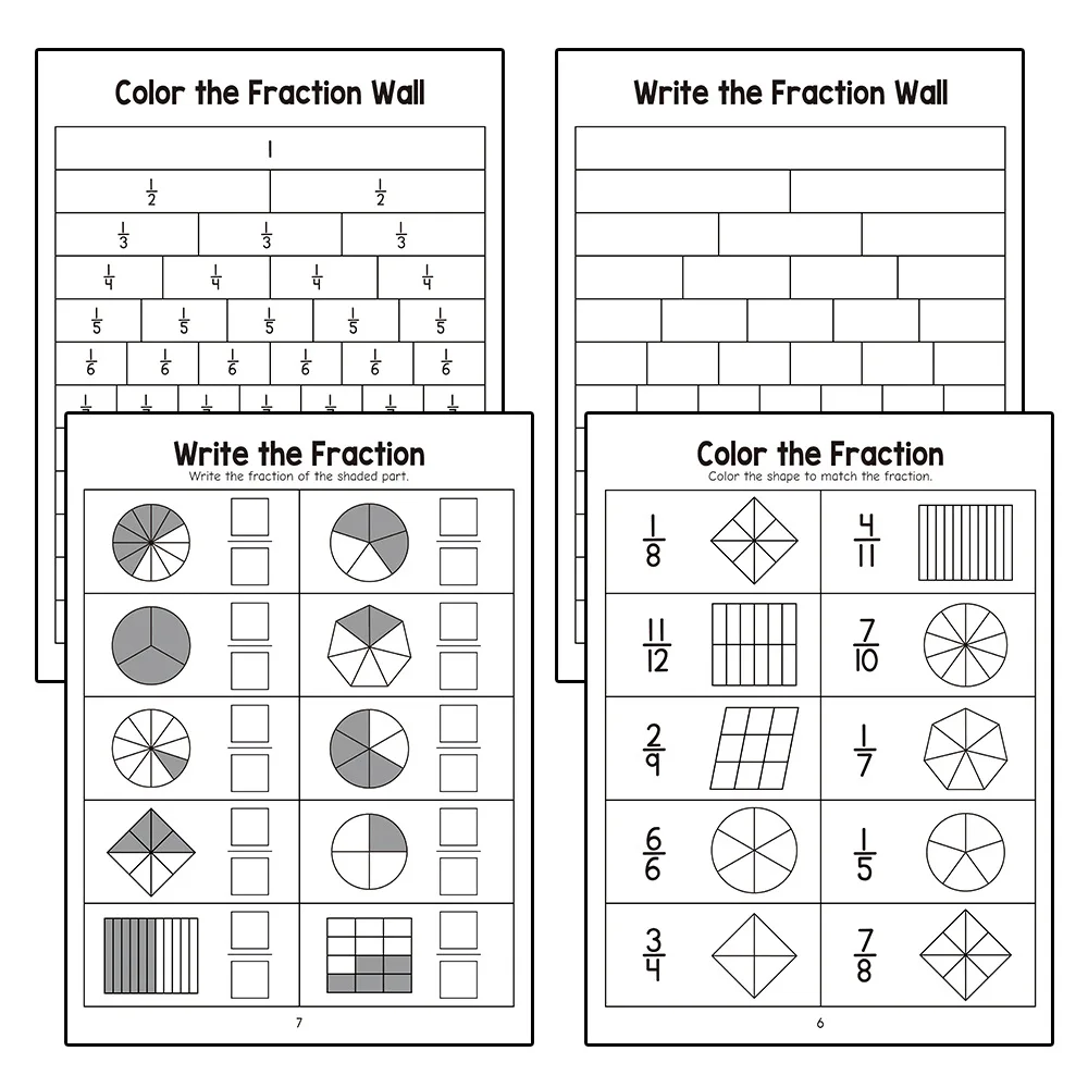Frazione di base Impara e esercitarsi nel libro di esercizi di formazione Fatto per l'insegnante Sussidi didattici Libro di test cognitivo per la matematica della scuola primaria