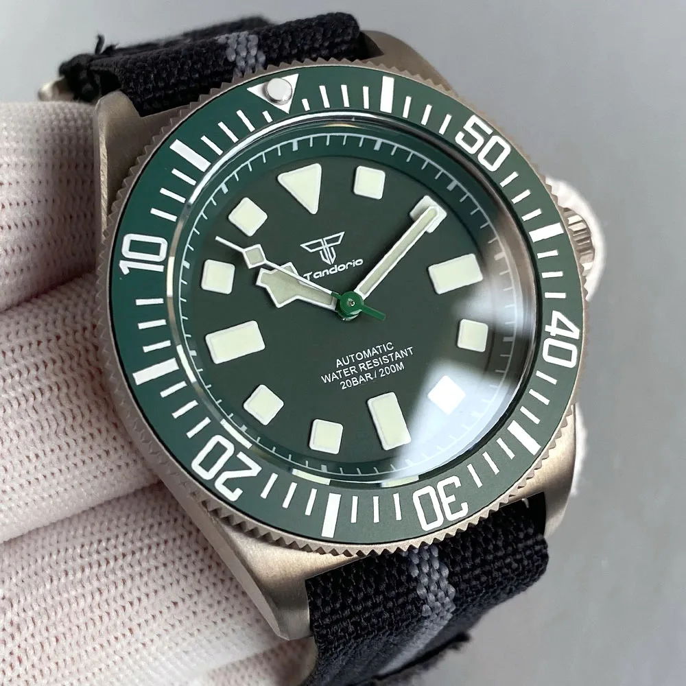 Tandorio T1 Grade Titanium NH35A Automatic Mechanical Men Watch 42mm Tactical Frog Luminous Sapphire Crystal No Allergies