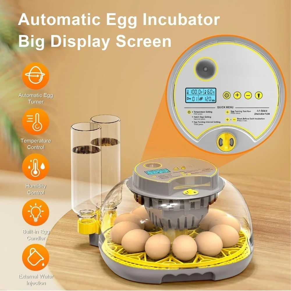 Hot Sale-Incubator for Hatching Eggs-12 Egg Capacity, Automatic Egg Turner, Temperature & Humidity Control, 360° Viewing