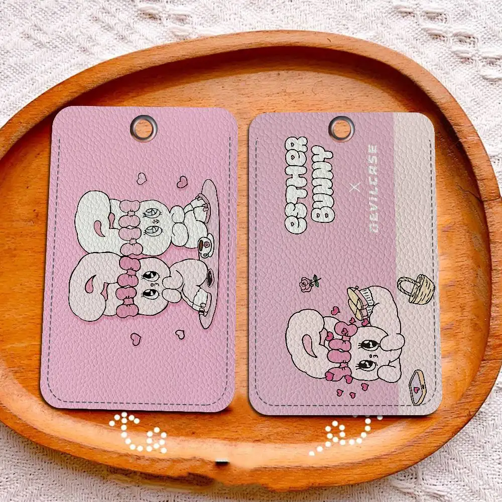 E-Esther Bunny Cute Cartoon Inteated Elevator Card Acc Control Card Keychain Protective Cover Gift Keychain