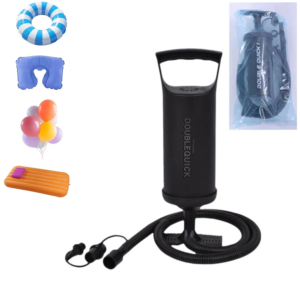 2 in 1 Balloon Pump Hand with Foot Pump,Double Quick Hand Held Air Pump for Inflatables, Manual Balloon Inflator with 3 Nozzle