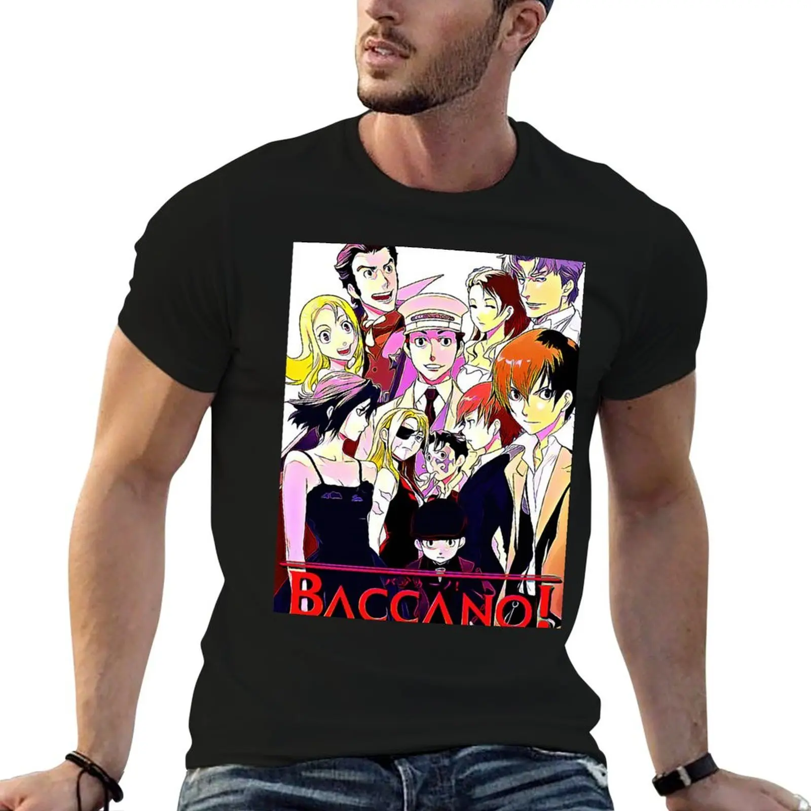 Camiseta Baccano, camisetas para hombre, camisetas de algodón con estampado de anime para hombre, camiseta de verano