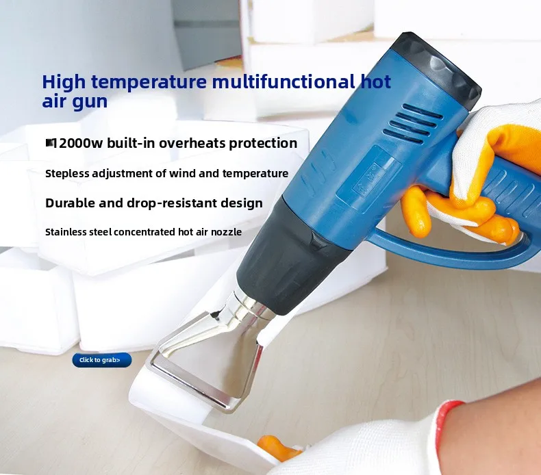 Q1B-FF-2000W Hot Air Gun Industrial Grade Plastic Welding Gun Adjustable Temperature Auto Repair Film