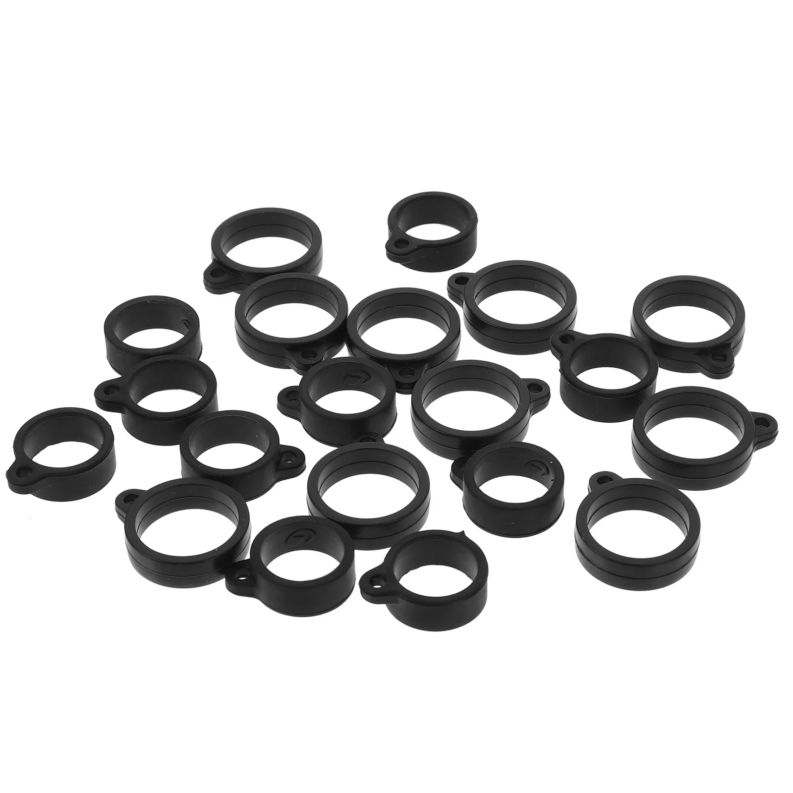 20 Pcs Lanyard Silicone Hanging Ring Black 16mm 20mm Lanyards Anti-lost Finger Gadget Small Tools Belongings Rings