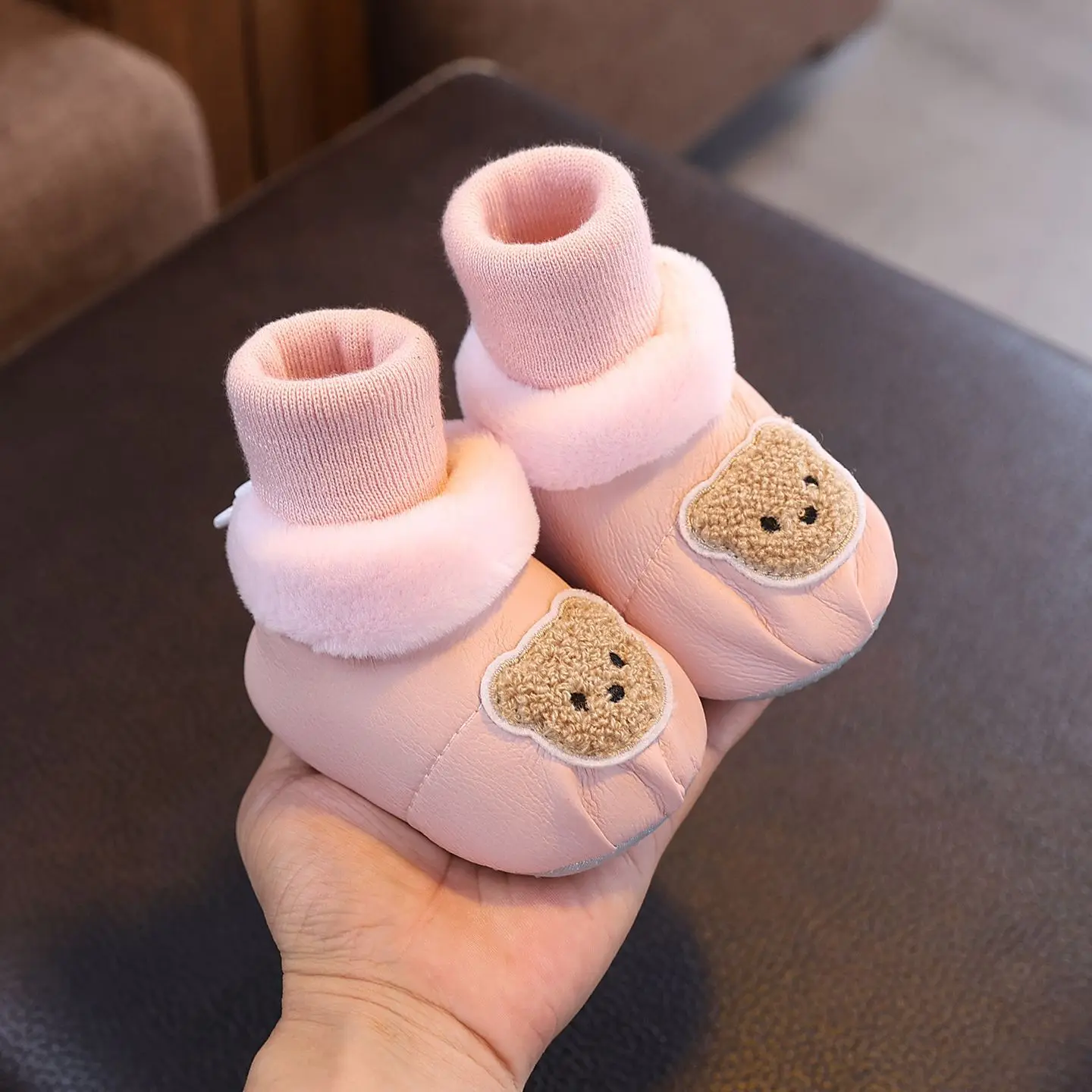 Autumn Winter Baby Booties Socks Fleece Lined Non Slip Indoor Shoes for 0-1 Year Unisex Infants Warmth Comfort Secure Fit Step