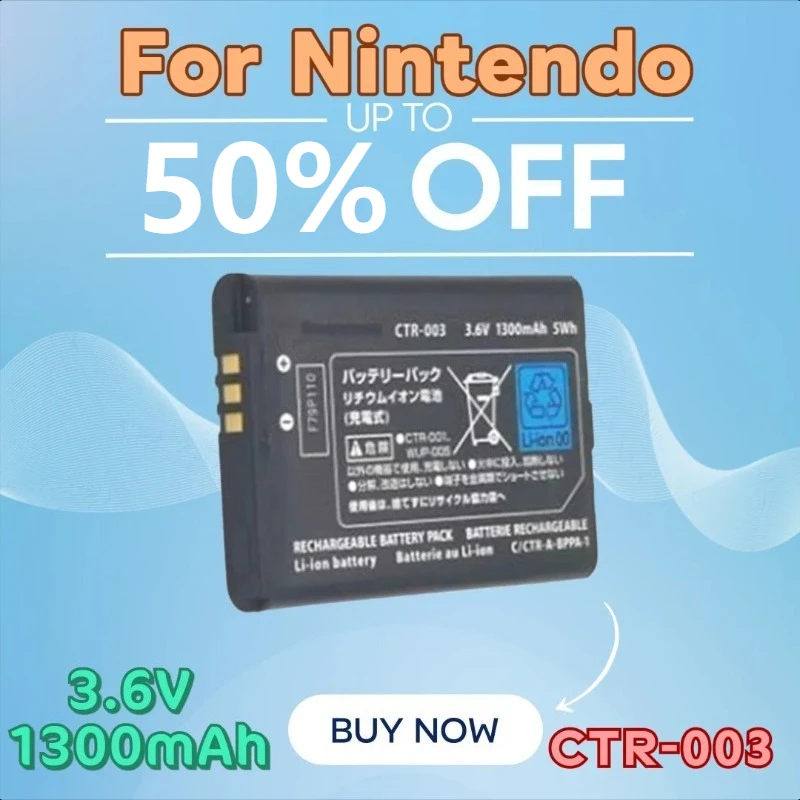

3.6V 1300mAh for Nintendo 3DS WII Wii U Game Console Controller Accessory CTR-003 with Built - in High - Capacity Battery