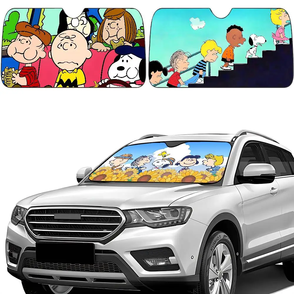 

Cute S-Snoppy Car Sunshade Curtains Windscreen Front Window Visor 70x130cm Sun Visor Solar Protect Plaid Gift Novelty Car
