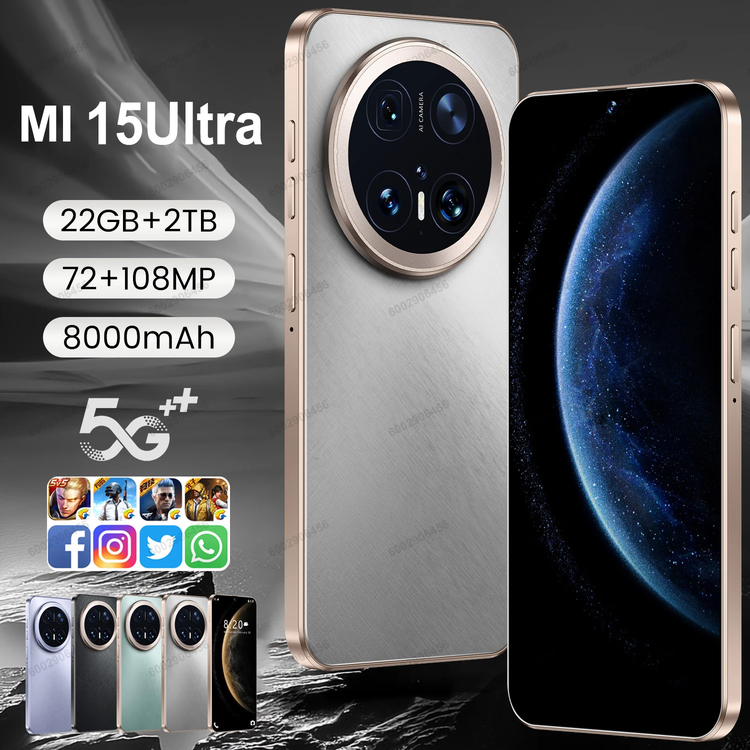 

2025 New MI 15 Ultra max 7.3HD Global Edition Original Smart Dual Card 8000mAh Battery Facial Recognition Function