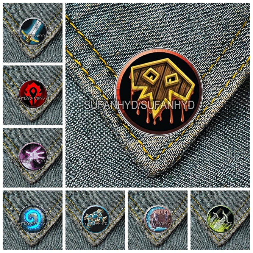 Stainless Steel New Fashion Wow Brooch World of Warcraft Badge Glass Dome Warcraft Pins Gifts for Friend Game Player