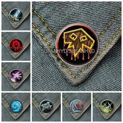 Broche Wow de acero inoxidable, insignia de World of Warcraft, cúpula de cristal, pines Warcraft, regalos para amigo, jugador de juegos