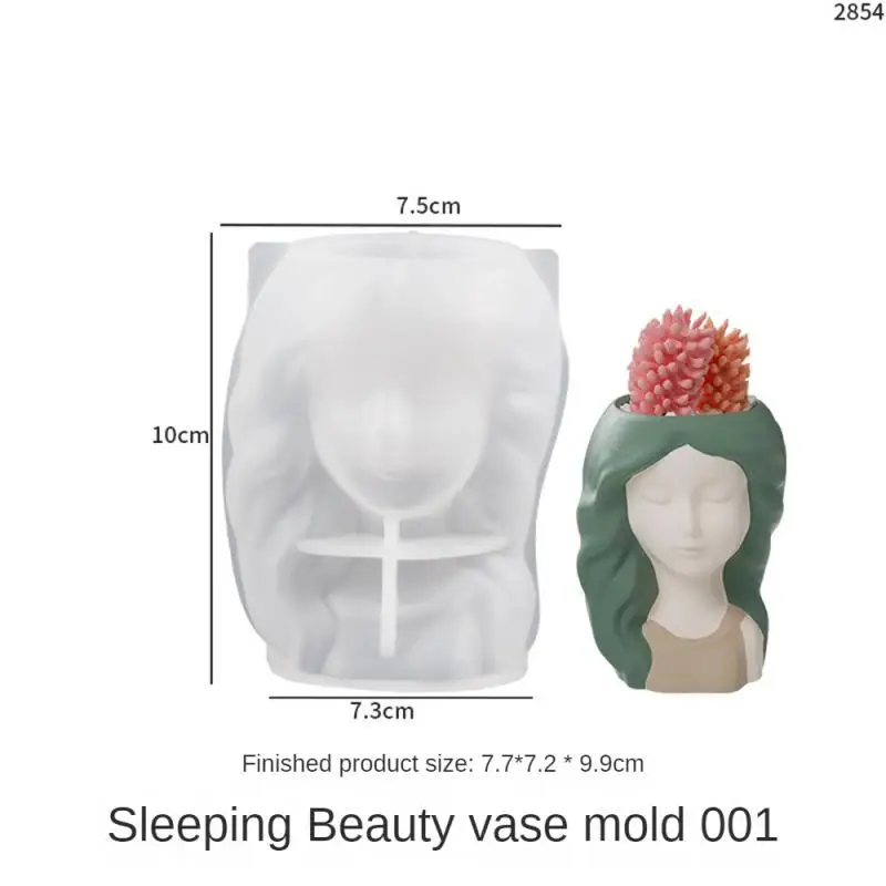 Concrete Vase Silicone Mold Handmade Girl Head Shaped Flower Pot Plaster Epoxy Resin Pen Holder Molds Home Decor Supplies