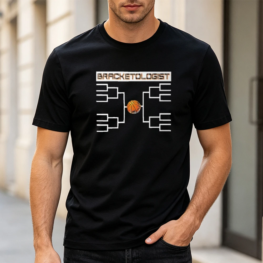 Bracket Graphic Men T-shirt Basketball Sports Print Tee Casual Short Sleeve O-Neck Top Streetwear Sleeve Shirt