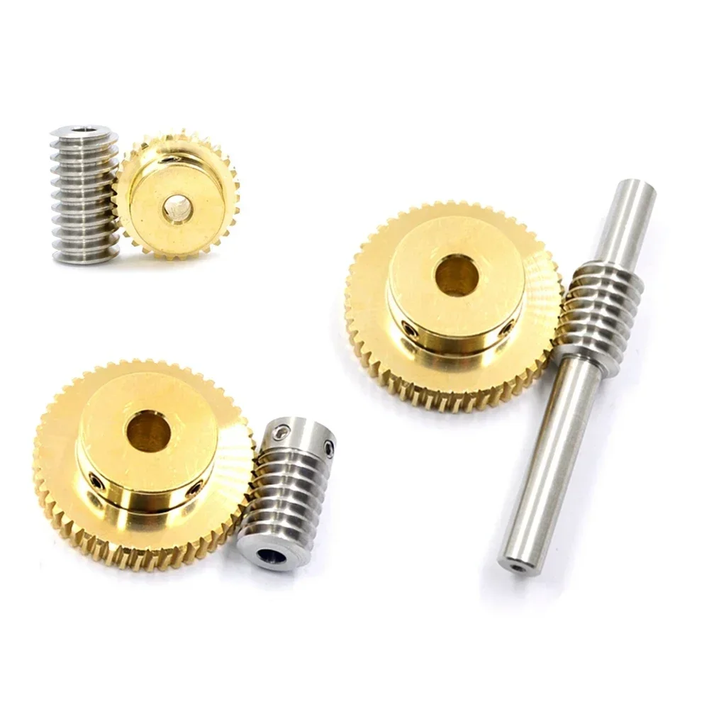 0.8M Stainless Steel Worm Shaft Copper Turbine Gear with 20/25/30/35/40/50/60 Teeth Transmission Part