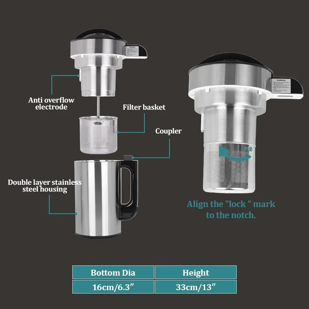 Nut Milk Maker,Automatic Almond Milk Machine for Plant-Based Milk,Oat,Soy,Coconut Milk,Soups,Smoothies,50 oz Soy Milk Maker