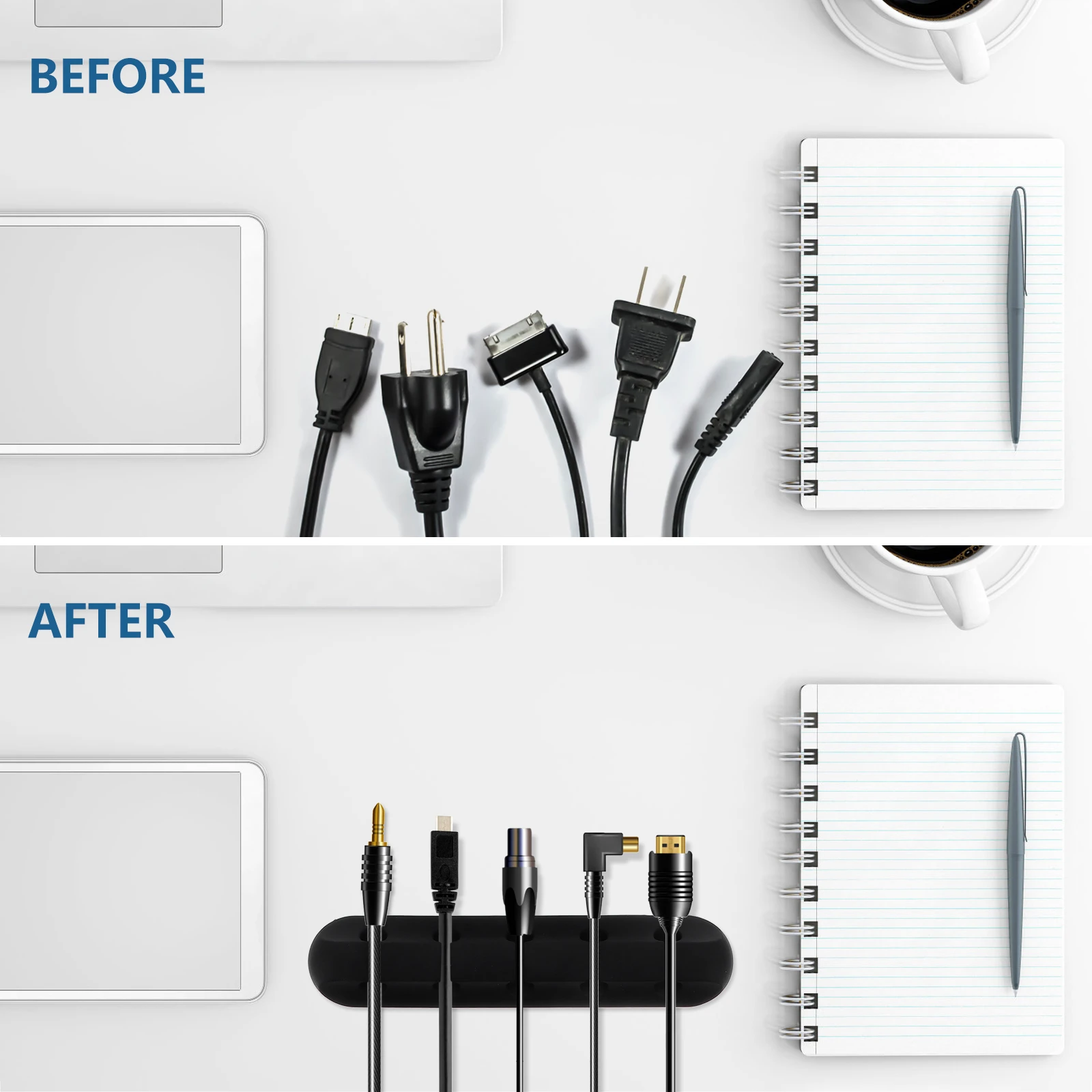 

8pcs Cable Management Clips Self-Adhesive Cord Wire Organizer Kits Durable Cable Holder Winders Wire Cord Holders For Home