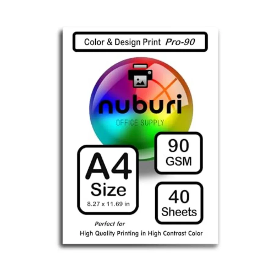A4 Size Printer Paper - Bright White Opaque - Pro Quality - 90 gsm/ 24 lb 40 Sheets