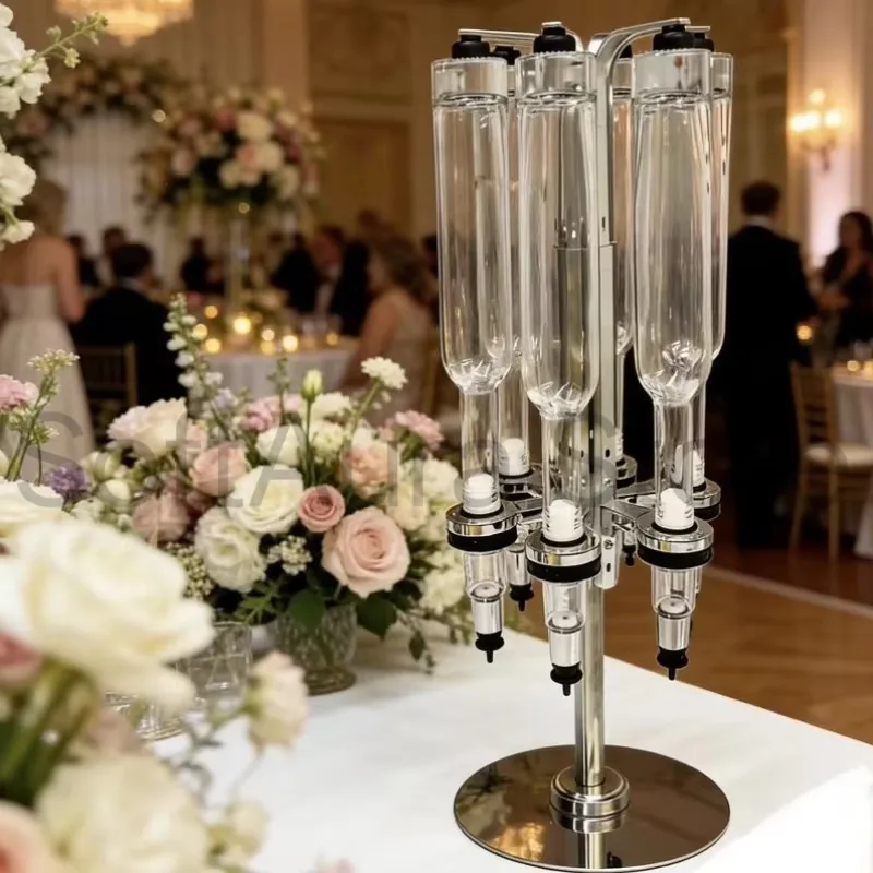 Silvery/golden Manual Rotatable 375ml 500ml Perfume Filling Dispenser 6‑Head Circle Rotary Desktop Unit for Wedding Use