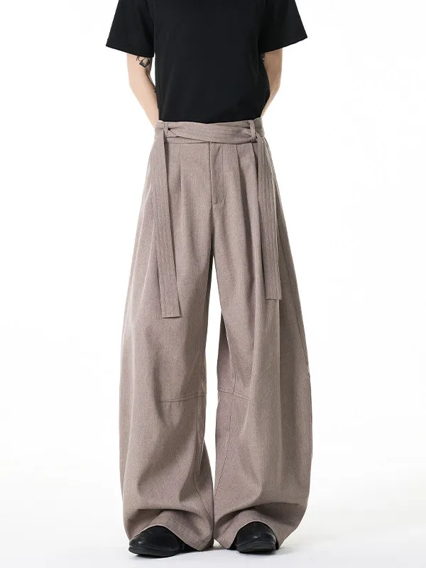 

Мужские повседневные брюки TANGZ Studio с двойным поясом, прямые, из полиэстера, в американском стиле, свободного кроя