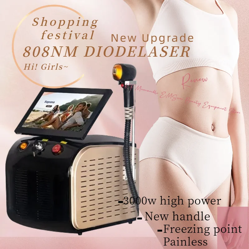 

Professional Ice Titanium 3 Wavelength 808nm Diode Laser 808 Hair Removal Machine 808 Removal Machin Salon or Home Use Removal