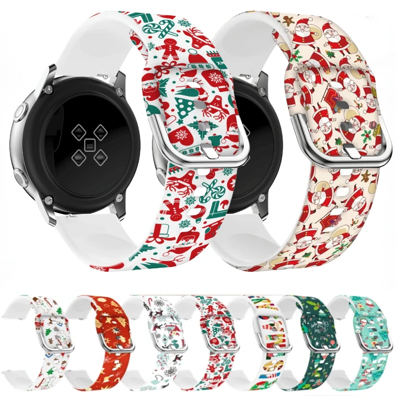 20 mm 22 mm Silikonband für Samsung Galaxy Watch 7 6 5 Huawei Watch GT5 46 mm Weihnachtsstil Armband Armband Amazfit GTR/GTS