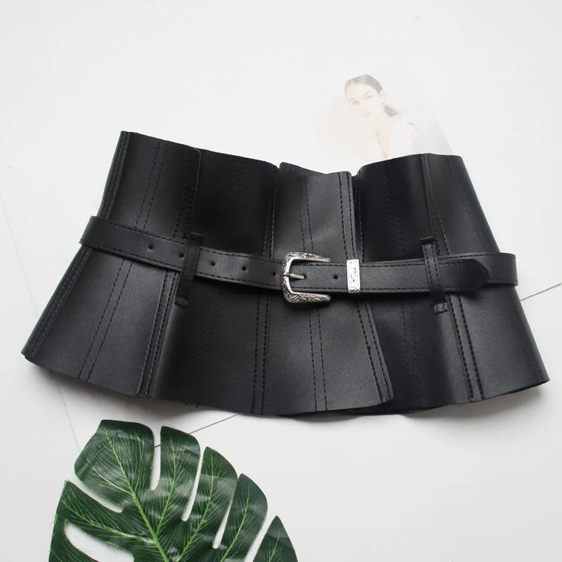 Fashion Luxury Solid Color Women Corset Exquisite Fine Craftsmanship Faux Leather Lace-up Buckle Wide Belt Clothes Accessories