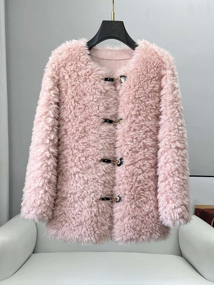 PUDI Winter Warm Genuine Sheep Shearing New Design Coat Fashion Elegant Soft Jacket CT338