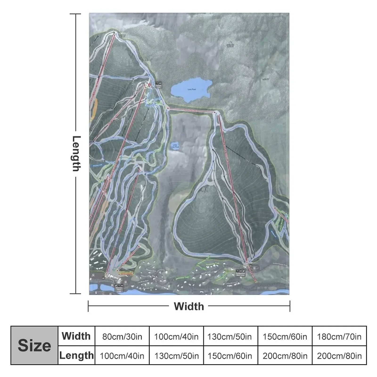 Loon Mountain Resort Trail Map Throw Blanket Loose Flannel Blankets