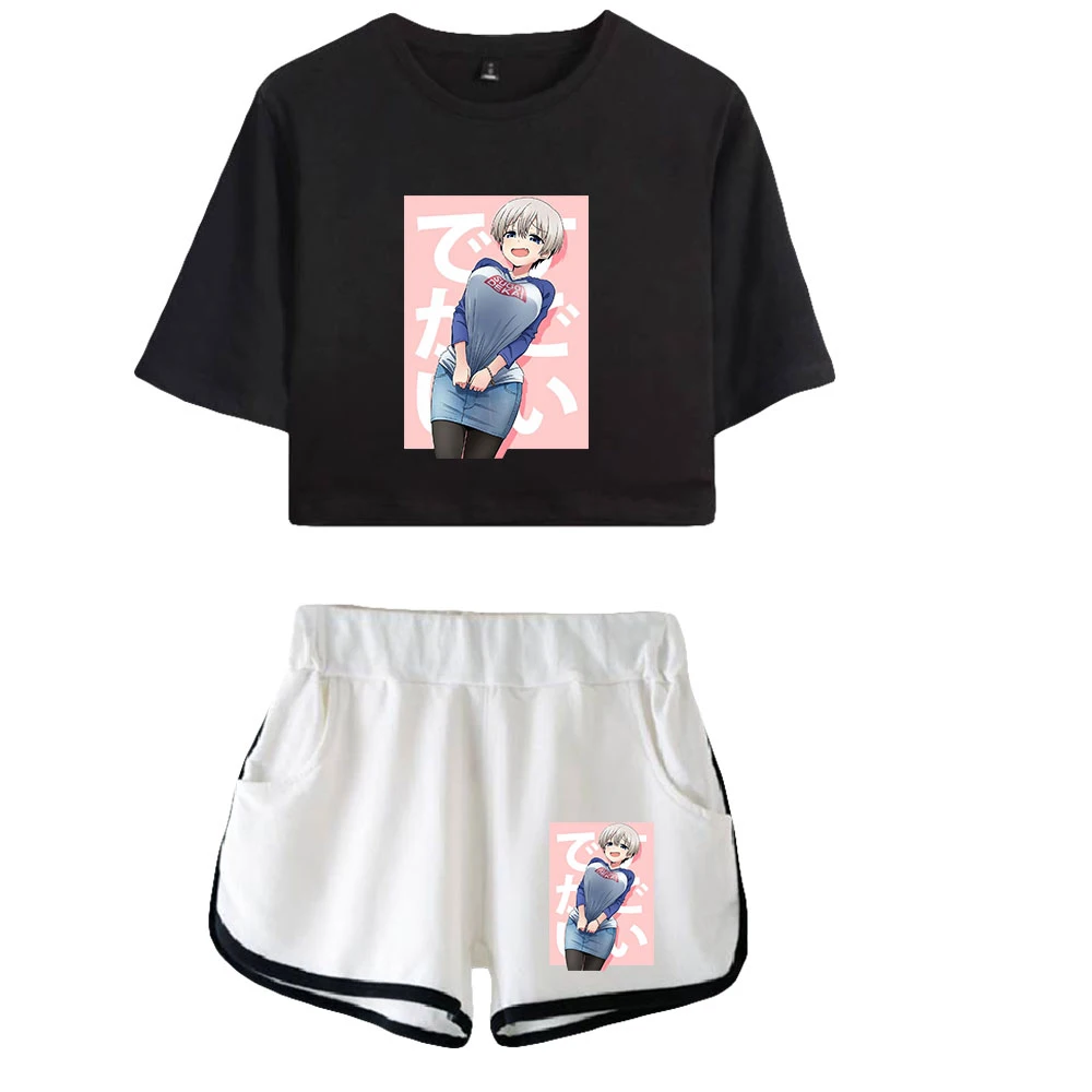 Hot Sale Uzaki-chan Wants to Hang Out! Two Piece Sets Shorts+short Sleeve T-shirt 2021 New Women Summer Youthful vitality Sets