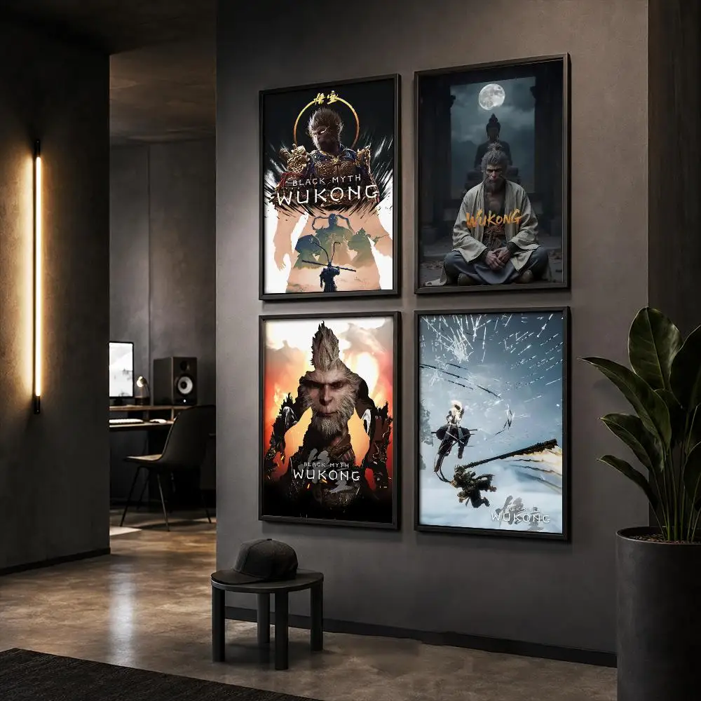 Action Game B-Black Myth Wukong Poster Wall Art Print Sticker for Bedroom Living Room Dorm Office Modern Home Decor