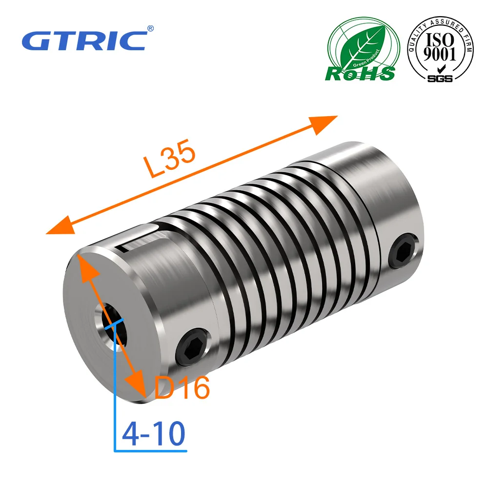 GTRIC Spring Coupling D16L35 Encoder Stepper Servo Motor Elastic Thread Flexible Coupling Soft Connection Apply to Micro-motor