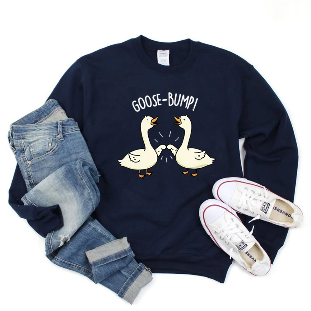 Goose Sweatshirt Silly Goose Hoodie Goose Bumps Pullover Funny Goose Animal Boho Sweater Unisex Cute Crewneck Sweatshirts Tops