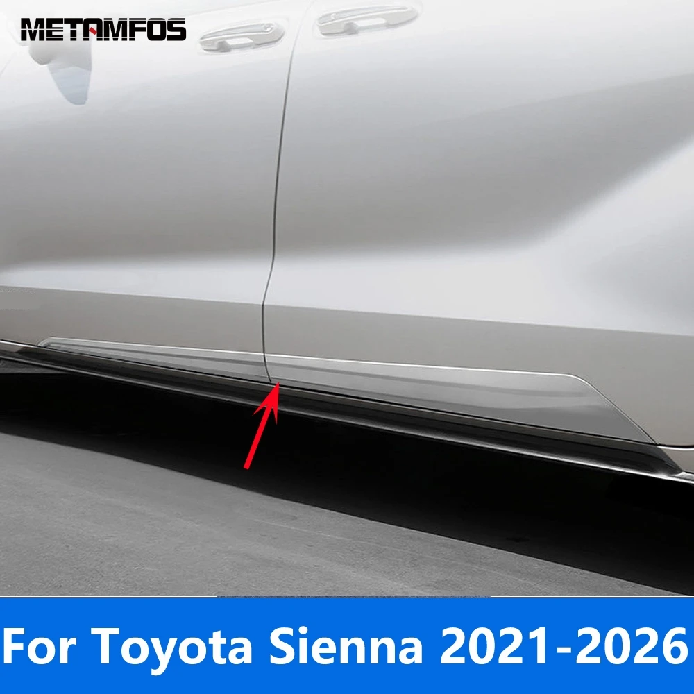 

Для Toyota Sienna 2021-2023 2024 2025 2026: Хромированные накладки на боковые двери, молдинги, декоративные полосы, аксессуары для стайлинга автомобиля