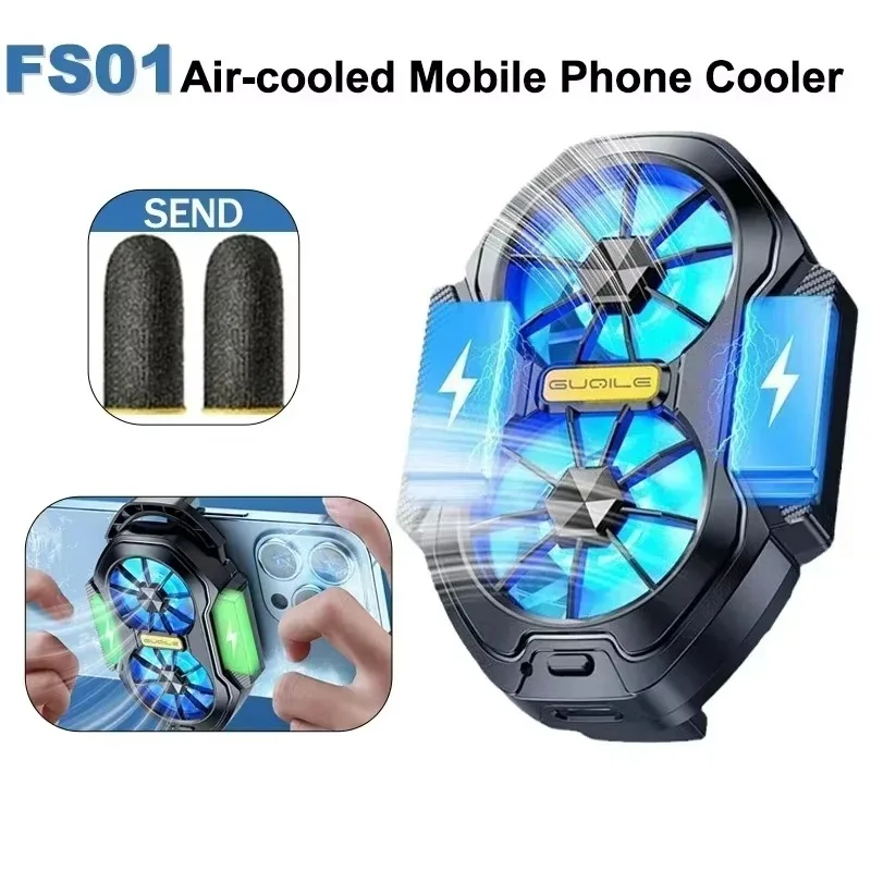 

FS01 Dual Cooling Fan Radiator Air-cooled Back Clip Rechargeable/Plug-in Mobile Phone Cooler for Android IOS Game Accessories