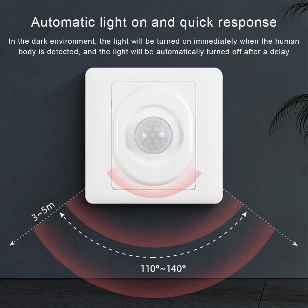 110V 220V Body Sensor Switch PIR Infrared Motion Sensor Switches 86 Type Recessed Lamp Bulb Body Induction Light Detector image 3