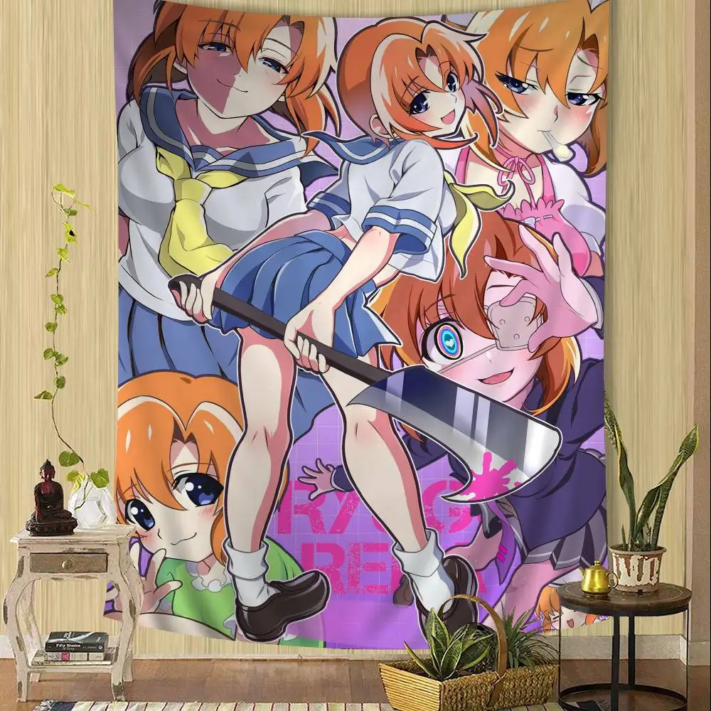 أنيمي خمر Higurashi عندما يبكون الرسم البياني نسيج لغرفة المعيشة ديكور المنزل ديكور فني للمنزل #3