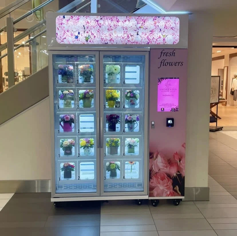 Innovative Fresh Flower Vending Machine with Cooler Elegant Design Automatic Self Service Floral Retail Kiosk Vendor Pro