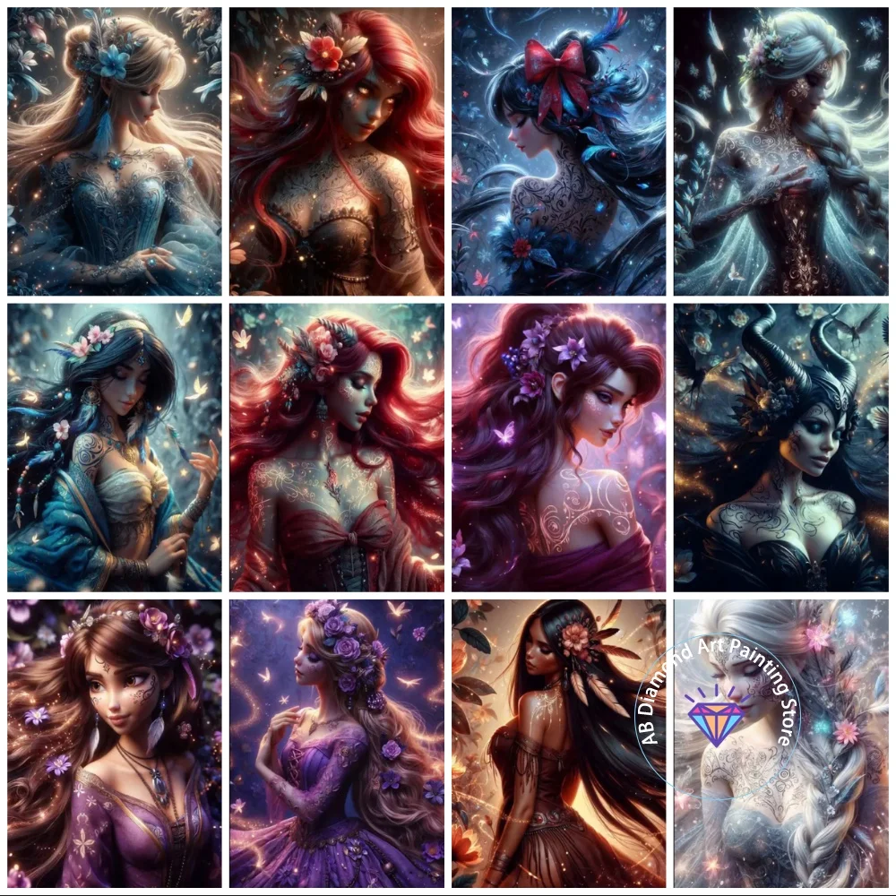 

Cartoon Princess Snow White Alice Frozen AB Diamond Painting Kit Square Round Diamond 5D DIY Mosaic Handmade Art Gift Home Decor