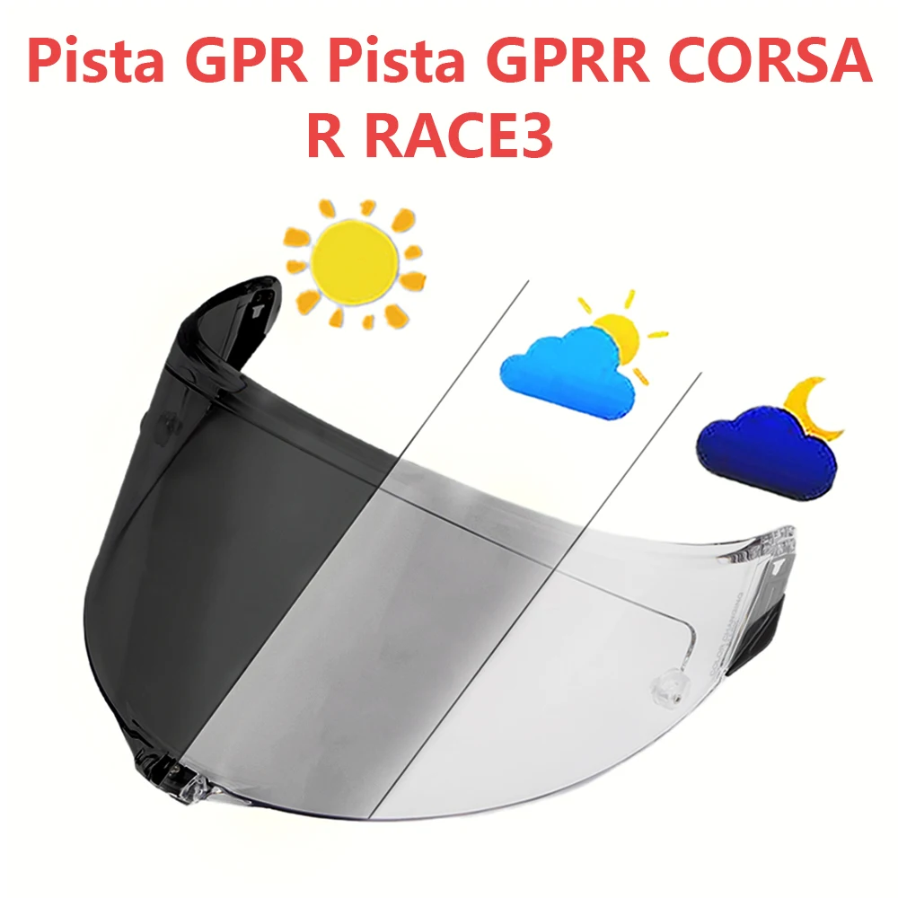 

Photochromic Shield Visor Lenses for AGV Pista GPR GPRR R RACE 2 RACE 3 Full Face Viseira Capacete Racing Helmet Parts