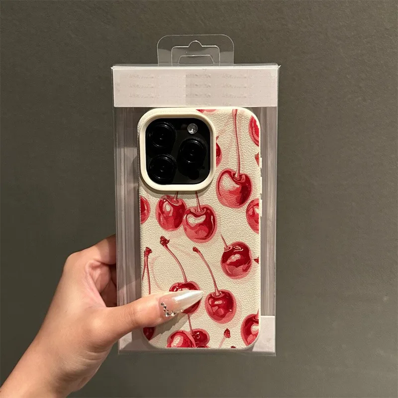 الكرز الأحمر المطبوعة Lichee نمط تصميم جراب هاتف آيفون 17 برو ماكس 16 زائد 15 14 13 12 11 XS ماكس XR X XS 16E 17 غطاء الهواء #3
