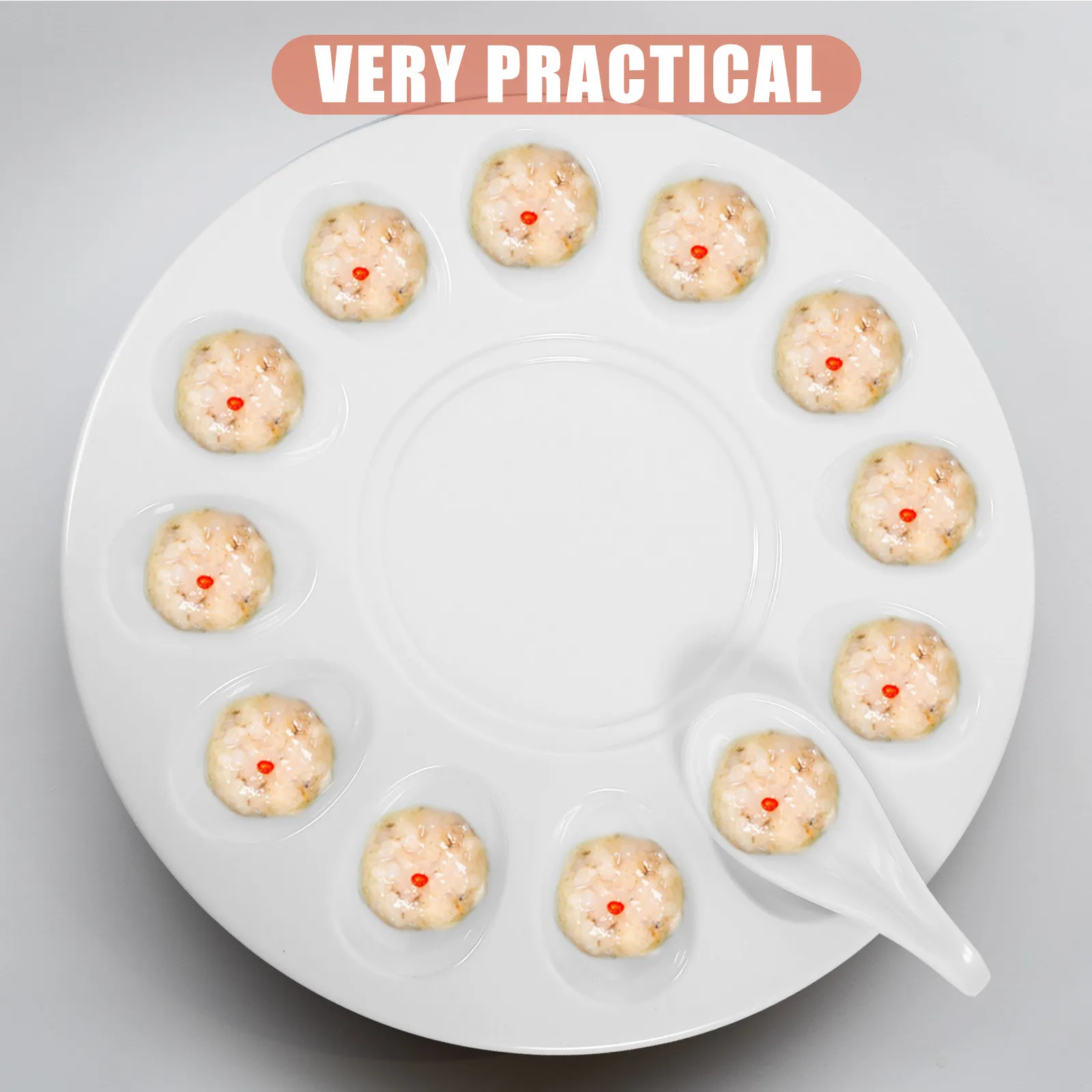 Shrimp Paste Plate 8-Grid Meatball Tray for Hot Pot – Wear-Resistant Restaurant Tableware