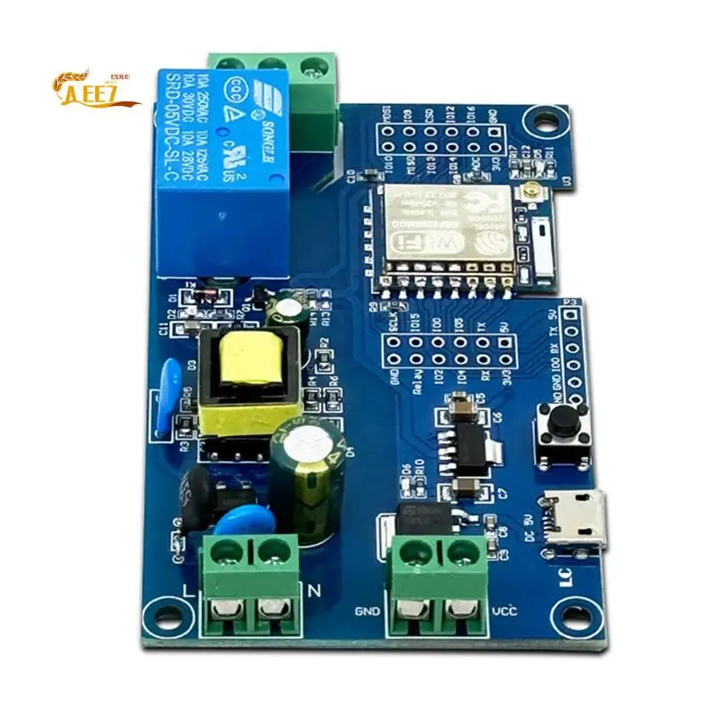 

AEE7-релейный модуль ESP-07 Одиночный модуль WIFI Источник питания переменного/постоянного тока ESP8266 Макетная плата Вторичный модуль разработки