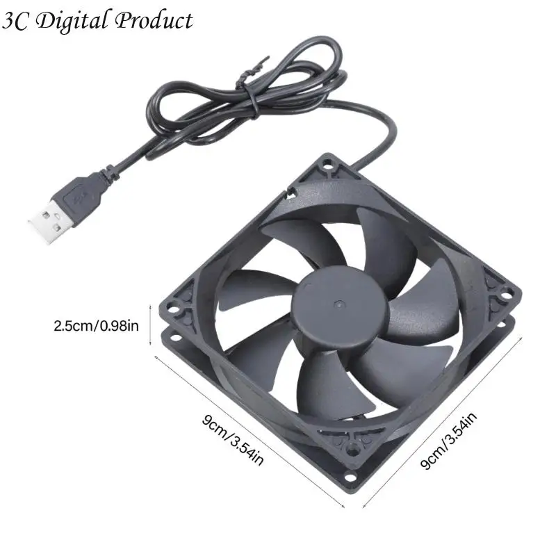 Router Cooling Fan PC Box Quiet 5V USB Power 90mmx90mmx25mm Cabinet Cooling Fan 9CM Protective Net Replacement Q84A