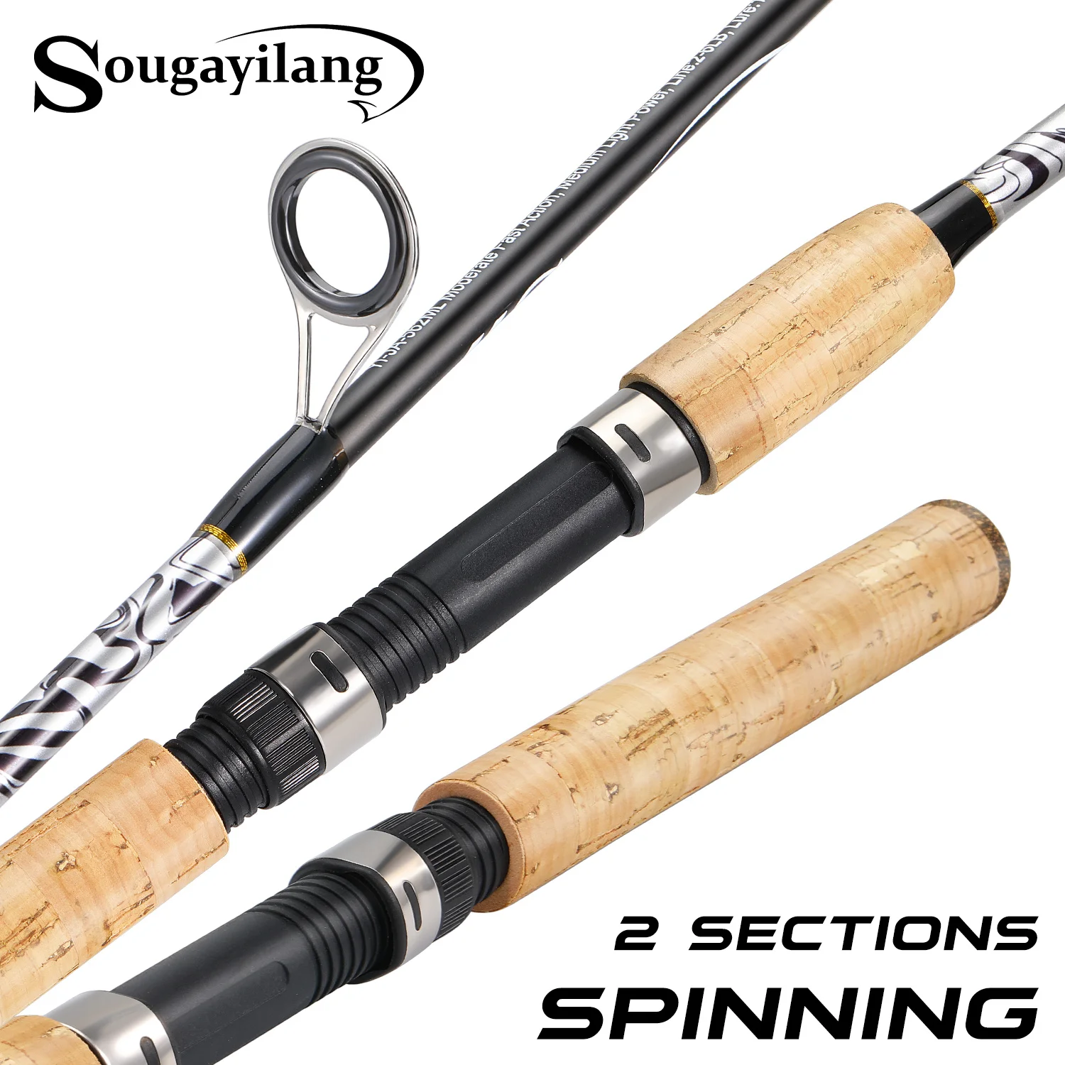 

Sougayilang 2 Sections 1.68-2.25m Spinning Rod Fiberglass with Comfortable Cork Grip Fishing Rod for Best Fishing Experience