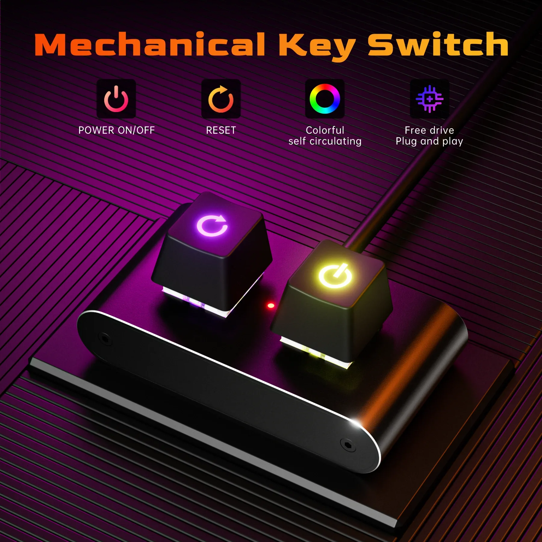 Mechanical Desktop Power Switch with LED Light PC Motherboard External Start Power On/Off Button Extension Cable For Home Office