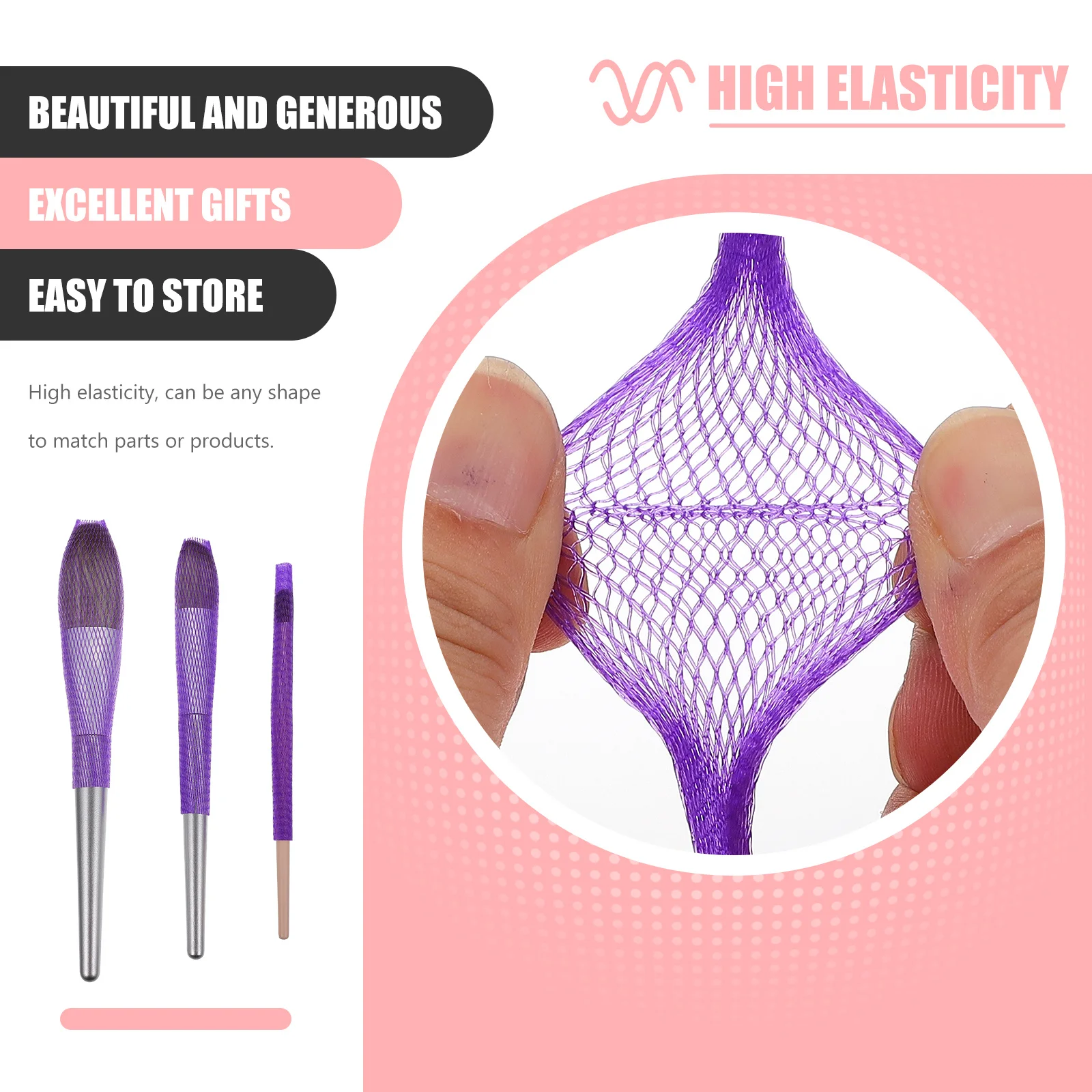 

150pcs Makeup Brush Covers Expandable Mesh For Protection During Storage Transport Reusable Pe Net Cover For Makeup Tools